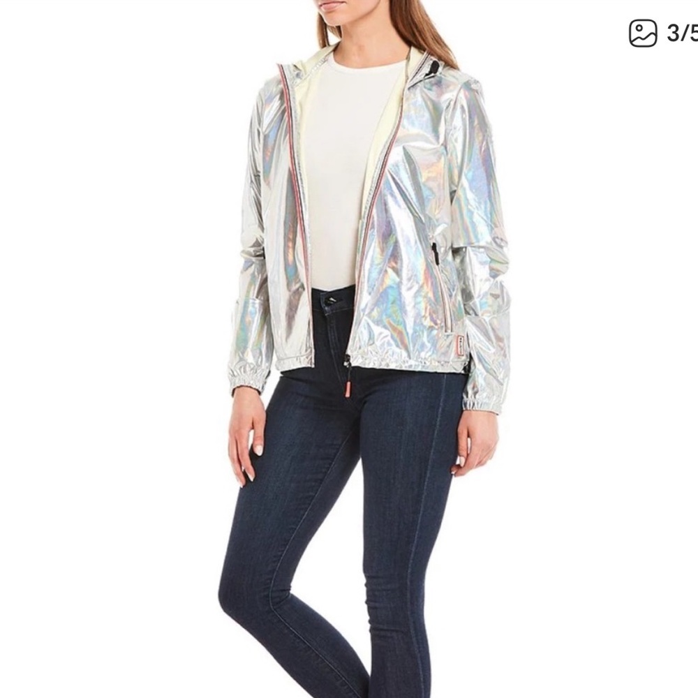 Hunter Nebula Original Hooded Rain Jacket Iridescent Rainbow - Picture 9 of 9